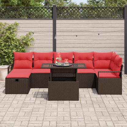 Set Divano da Giardino con cuscino 8 pcs Marrone Poly Rattan | homemem39