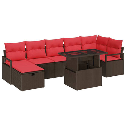 Set Divano da Giardino con cuscino 8 pcs Marrone Poly Rattan | homemem39
