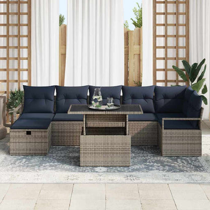 Set Divano da Giardino con cuscino 8 pcs Grigio Poly Rattan | homemem39
