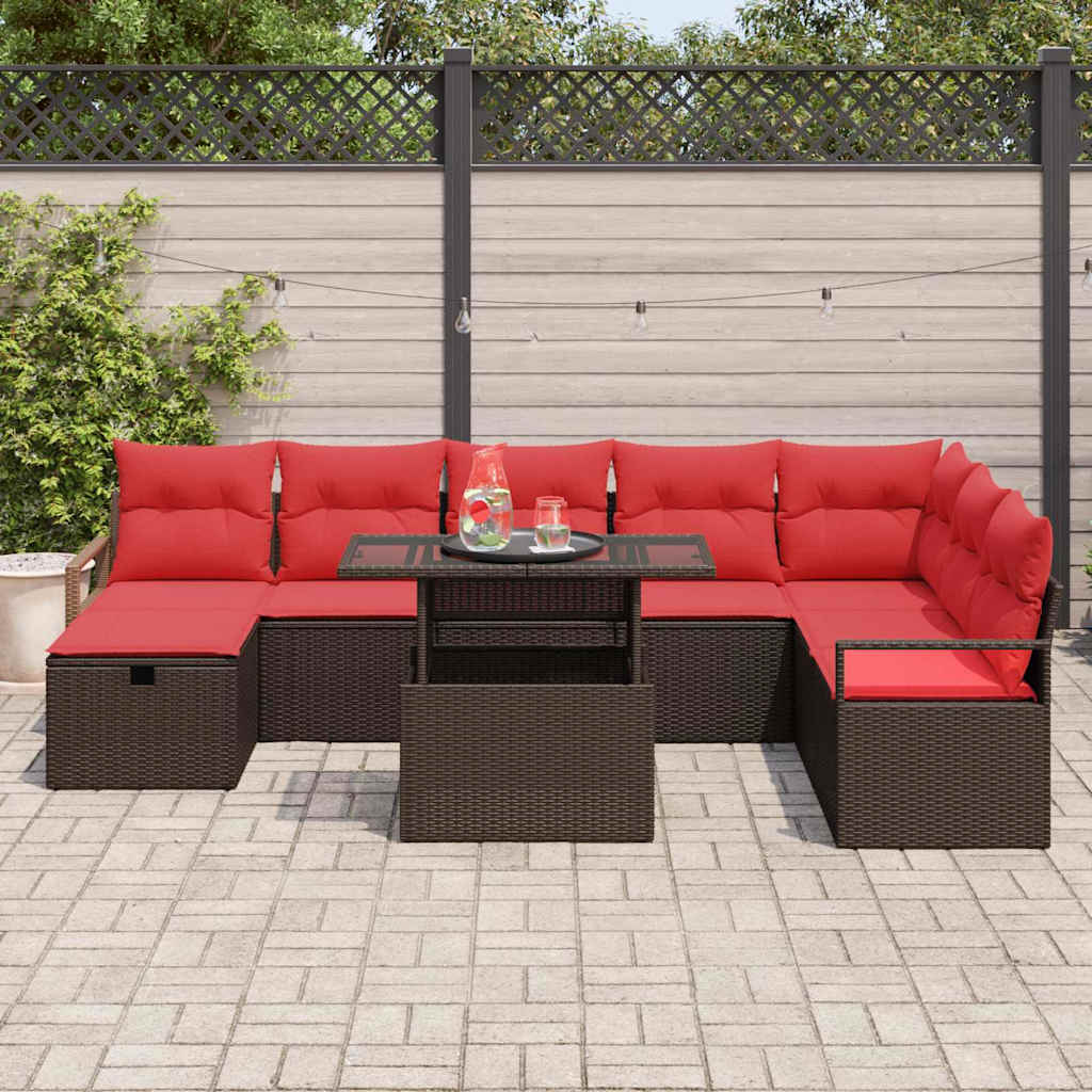 Set Divano da Giardino con cuscino 9 pcs polyrattan | homemem39