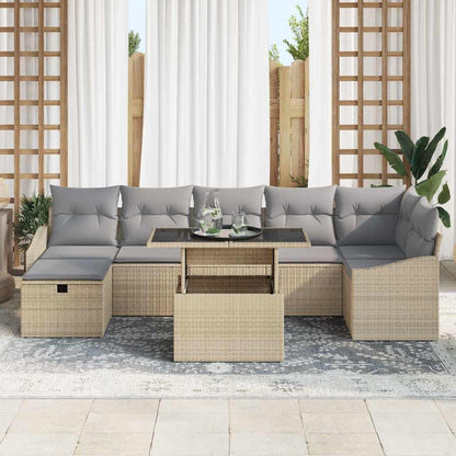 Set Divano da Giardino con cuscino 8 pcs Beige Poly Rattan - homemem39