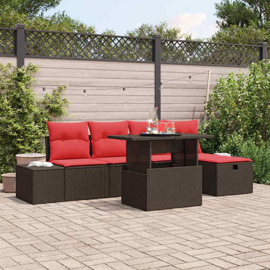 Set Divano da Giardino con cuscino 6 pcs polyrattan