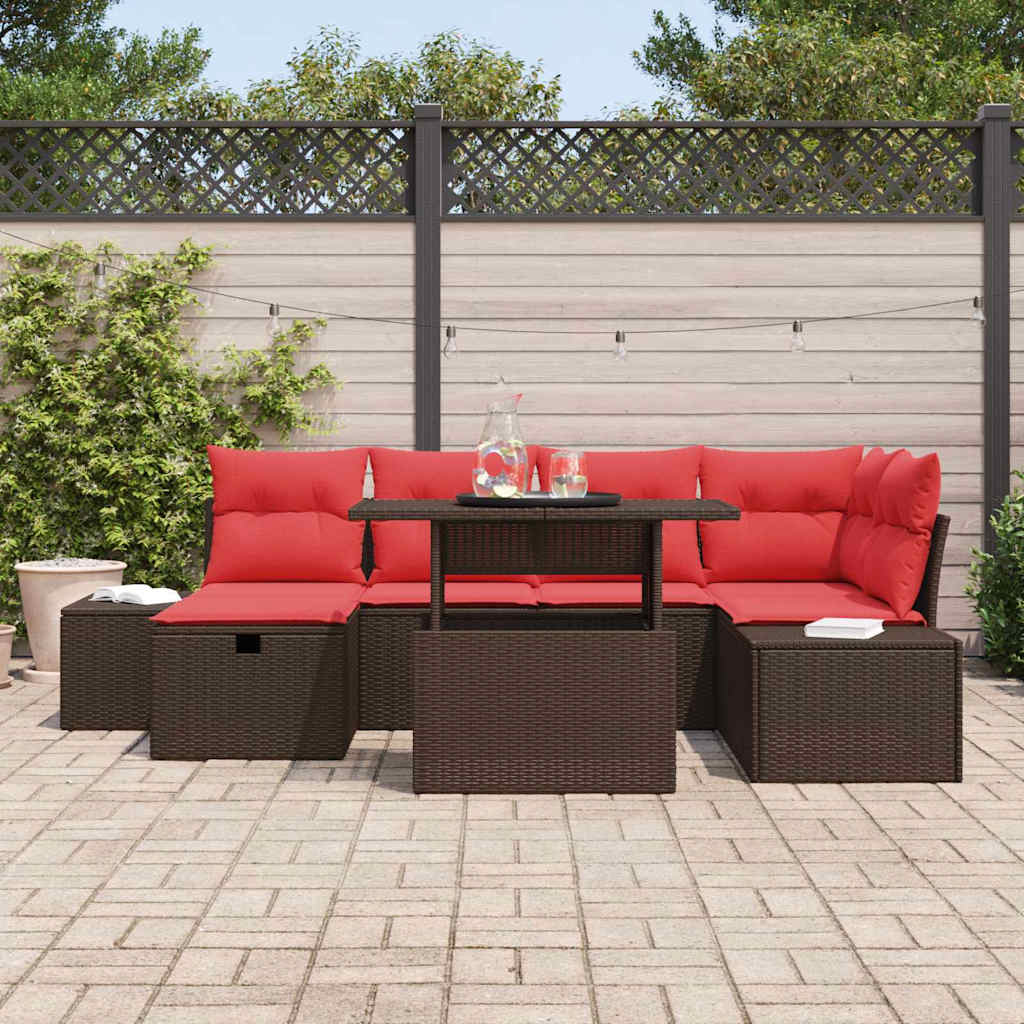 Set Divano da Giardino con cuscino 7 pcs polyrattan | homemem39