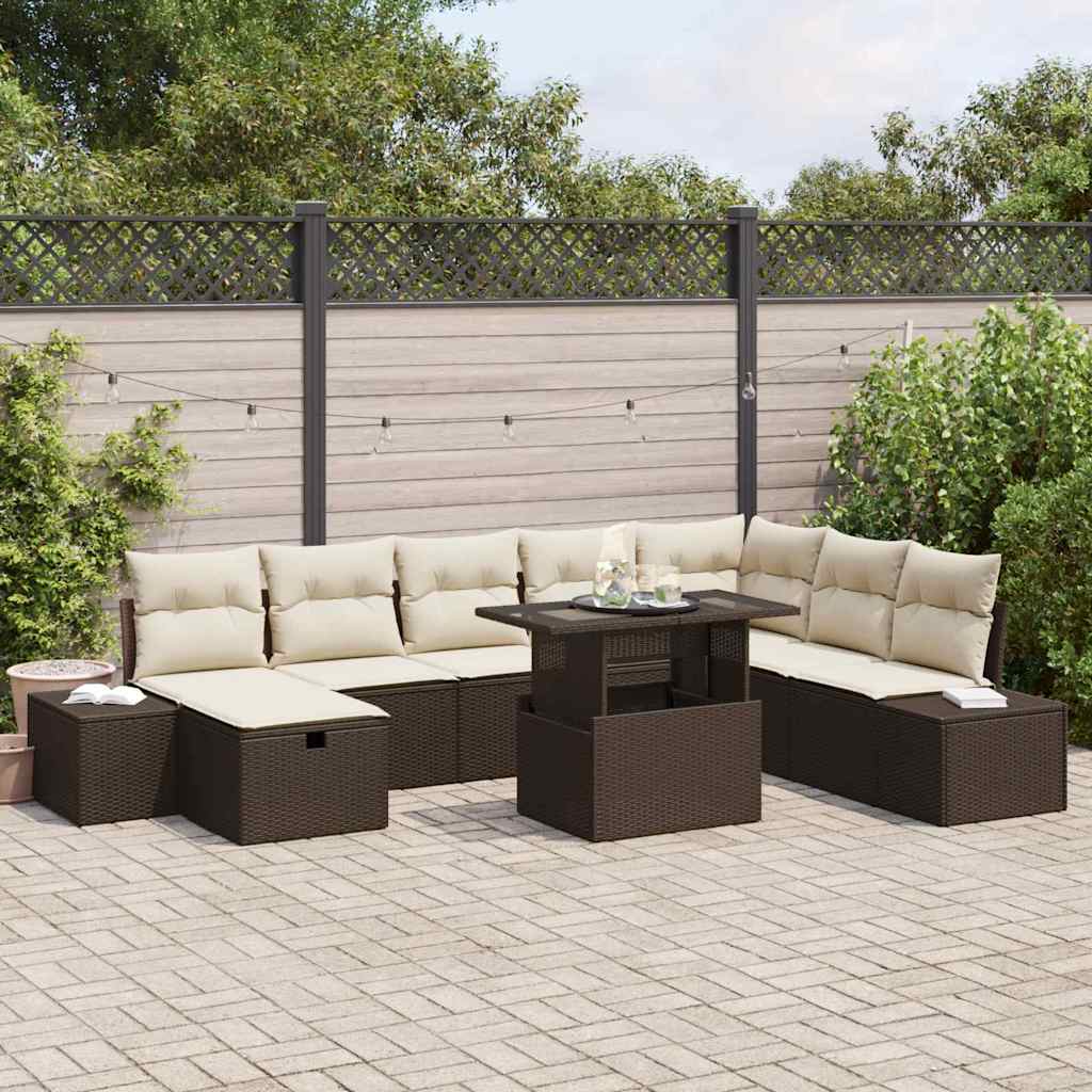 Set Divano da Giardino 11 pcs Marrone Poly Rattan - homemem39