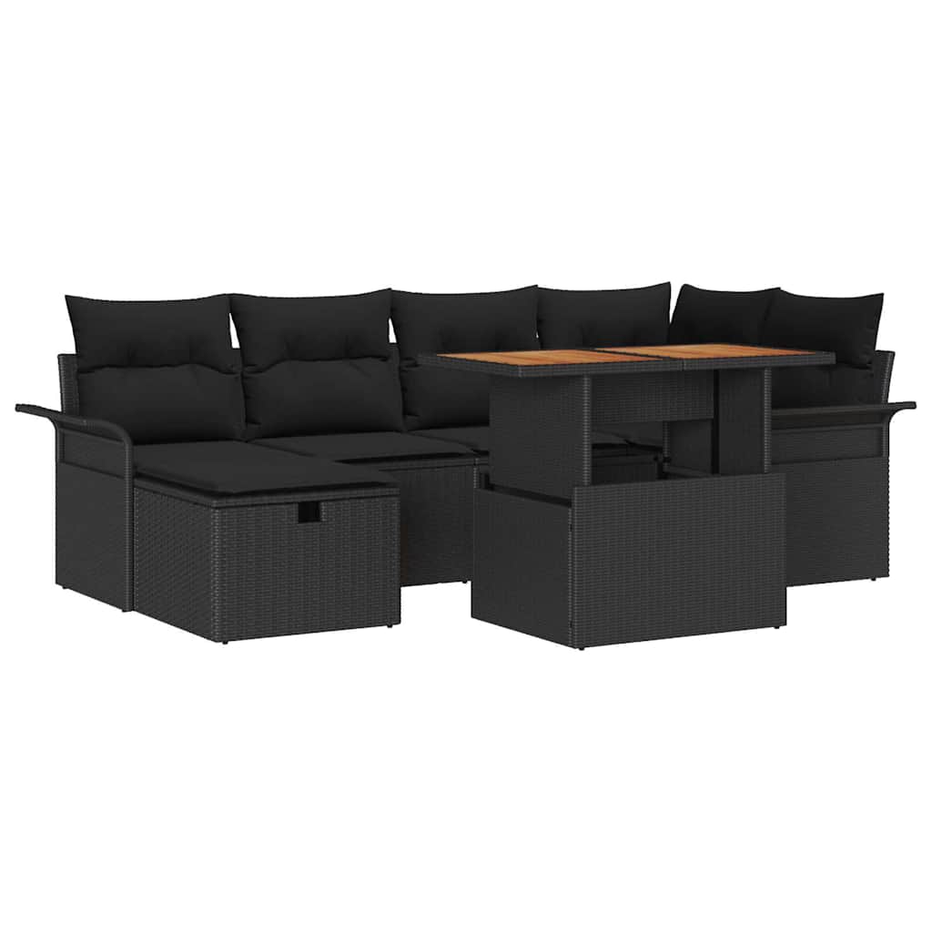 Set Divano da Giardino 7 pz Nero polyrattan | homemem39