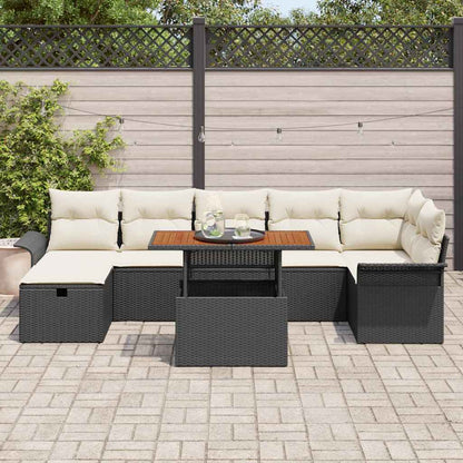 Set Divano da Giardino con cuscino 8 pcs Nero Poly Rattan - homemem39