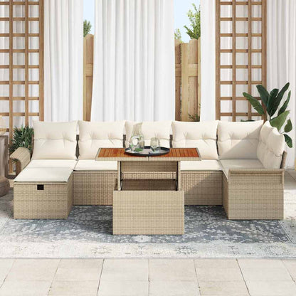 Set Divano da Giardino con cuscino 8 pcs Beige Poly Rattan - homemem39
