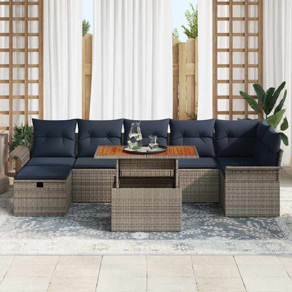 Set Divano da Giardino con cuscino 8 pcs Grigio polyrattan | homemem39