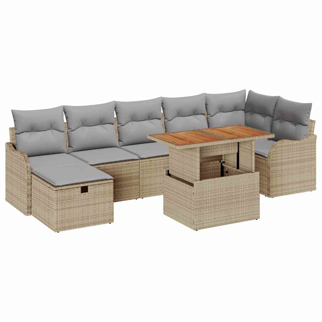 Set Divano da Giardino con cuscino 8 pcs Beige Poly Rattan - homemem39