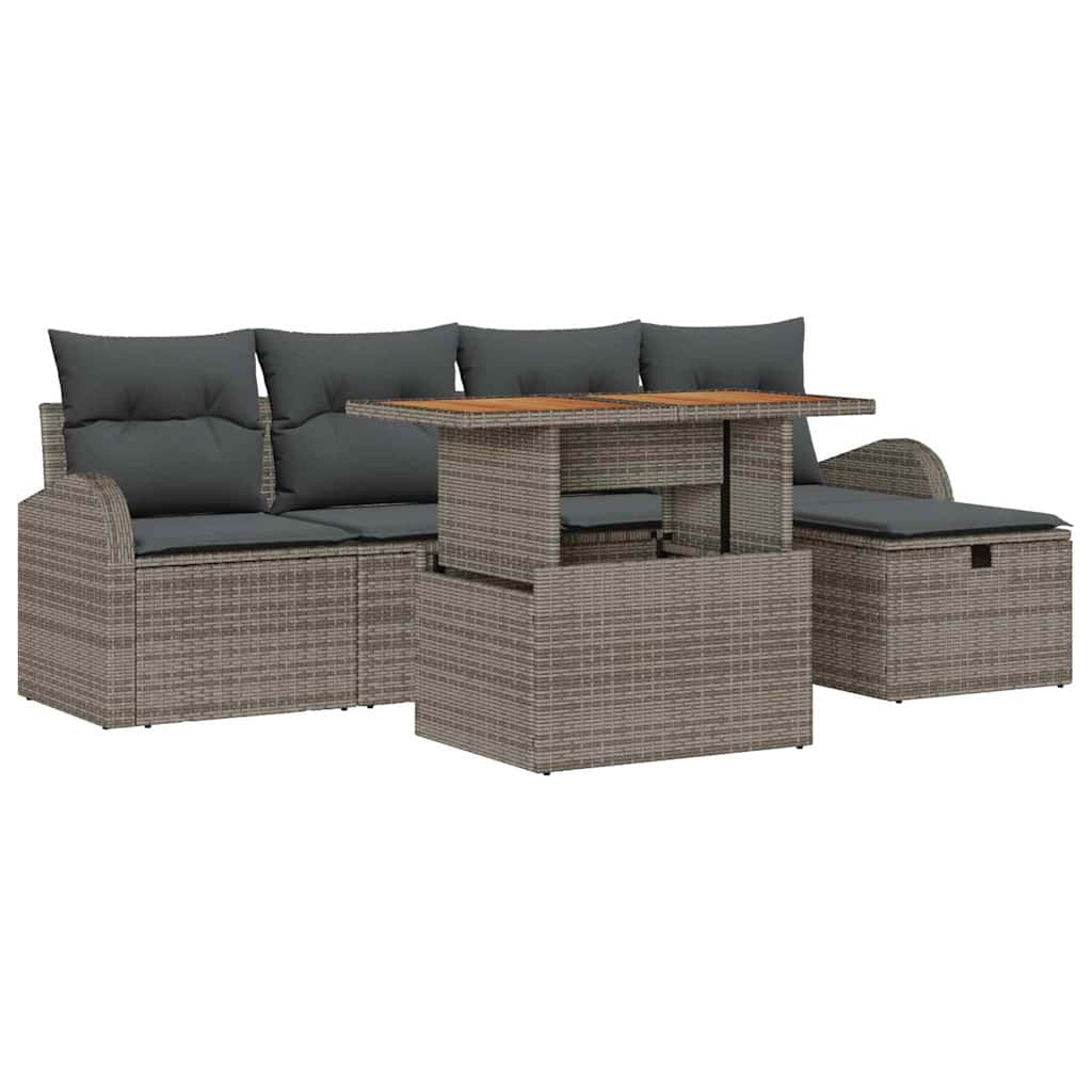 Set Divano da Giardino 6 pz Grigio polyrattan | homemem39
