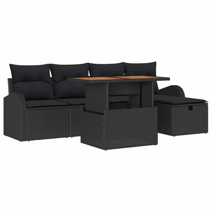 Set Divano da Giardino 6 pz Nero polyrattan | homemem39