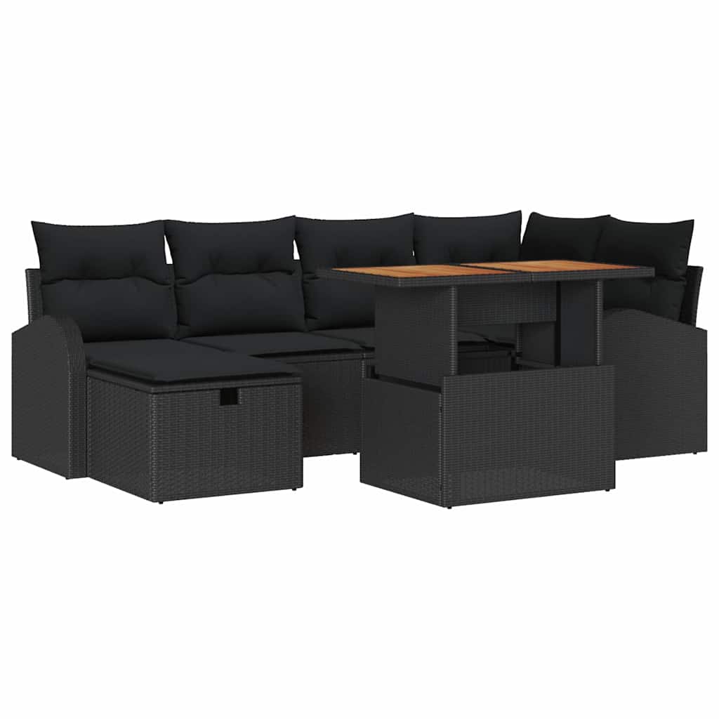 Set Divano da Giardino 7 pz Nero polyrattan | homemem39