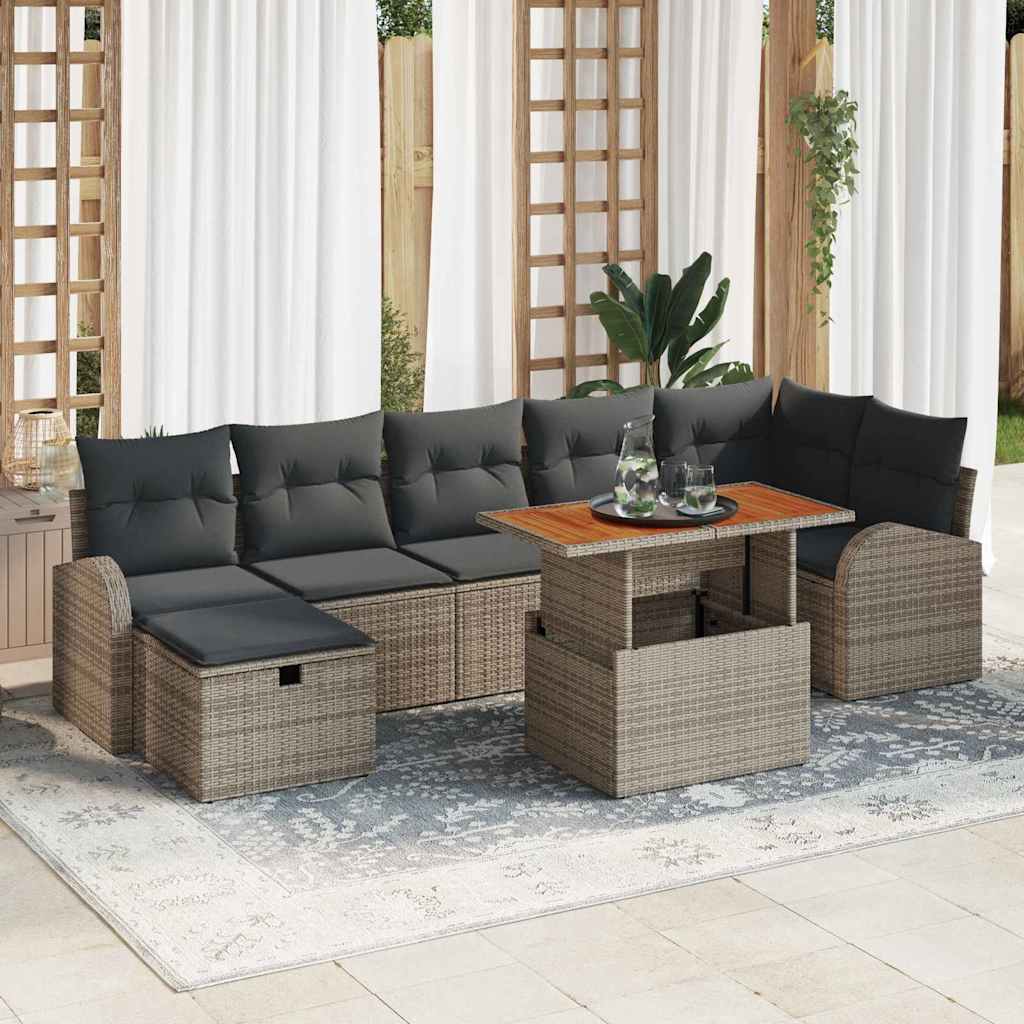 Set Divano da Giardino 8 pz Grigio polyrattan | homemem39
