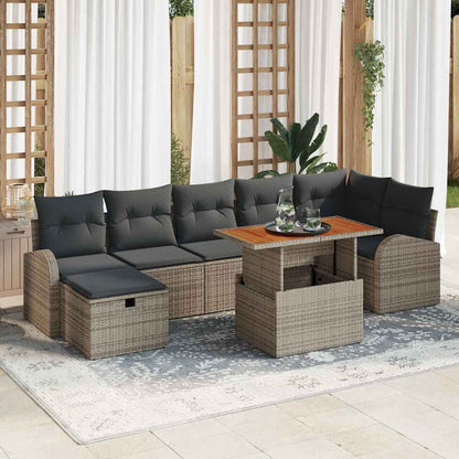 Set Divano da Giardino 8 pz Grigio polyrattan | homemem39
