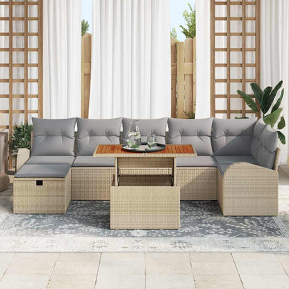 Set Divano da Giardino con cuscino 8 pcs Beige Poly Rattan - homemem39