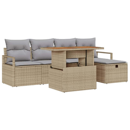 Set Divano da Giardino con cuscino 6 pcs Beige Poly Rattan - homemem39