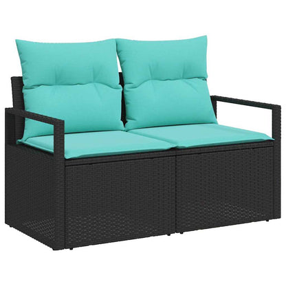 Set Divano da Giardino con cuscino 6 pcs Nero polyrattan | homemem39