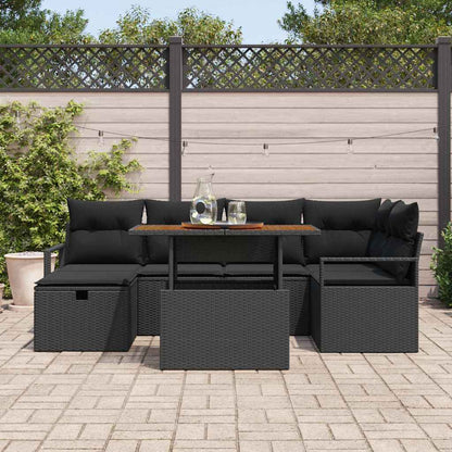 Set Divano da Giardino 7 pz Nero polyrattan | homemem39