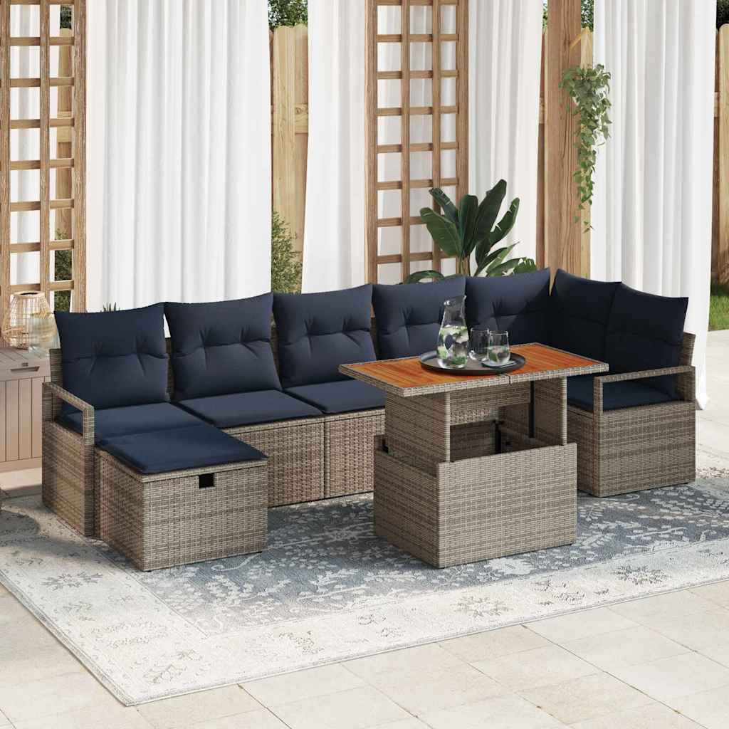Set Divano da Giardino con cuscino 8 pcs Grigio polyrattan | homemem39