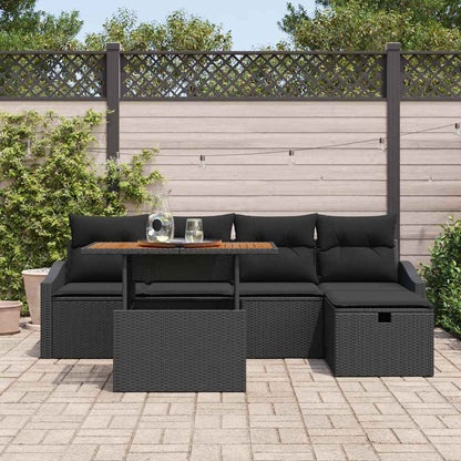 Set Divano da Giardino 6 pz Nero polyrattan | homemem39