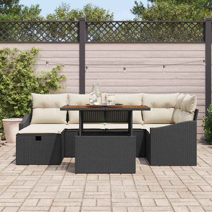 Set Divano da Giardino con cuscino 7 pcs Nero Poly Rattan - homemem39