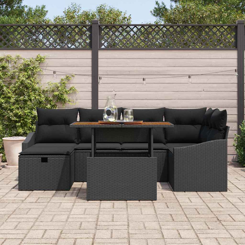 Set Divano da Giardino 7 pz Nero polyrattan | homemem39