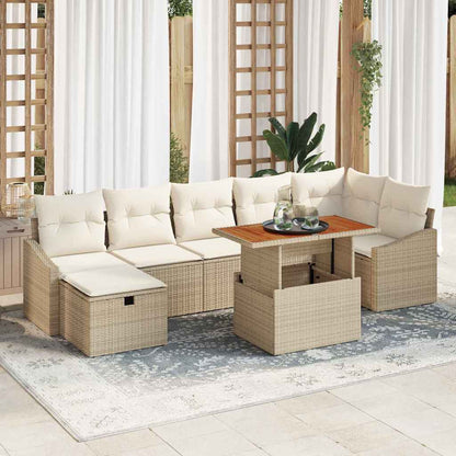 Set Divano da Giardino con cuscino 8 pcs Beige Poly Rattan - homemem39