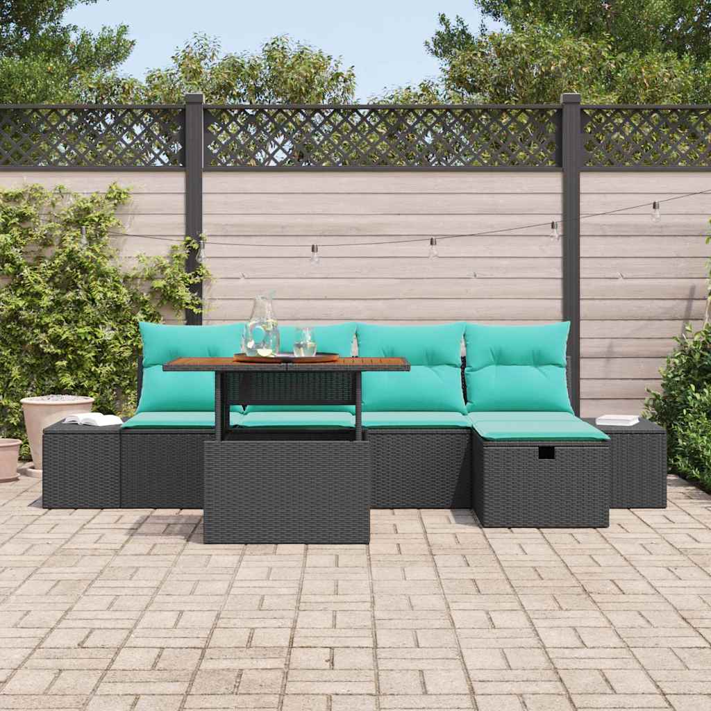 Set Divano da Giardino 6 pz Nero polyrattan - homemem39