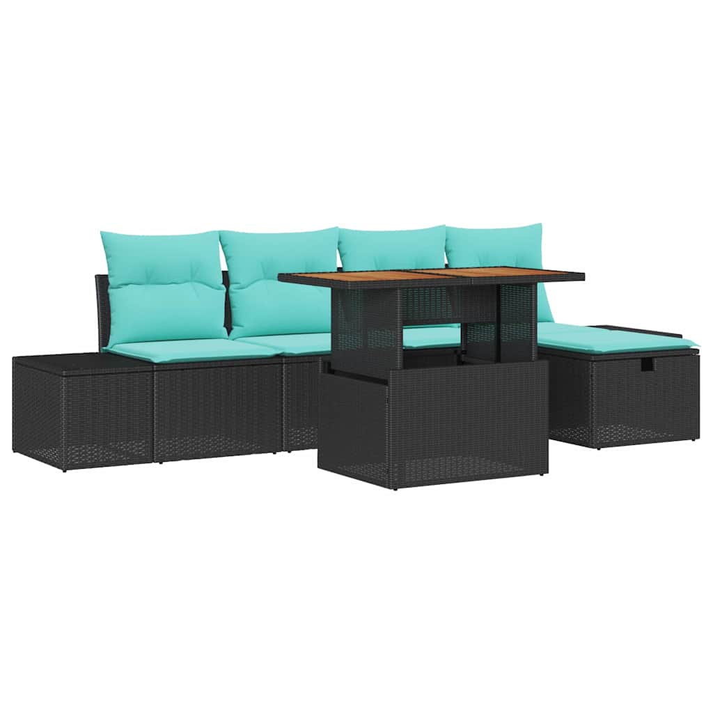 Set Divano da Giardino 6 pz Nero polyrattan - homemem39