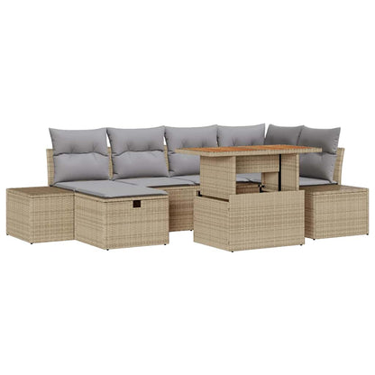 Set Divano da Giardino con cuscino 7 pcs Beige Poly Rattan - homemem39