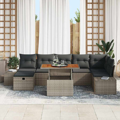 Set Divano da Giardino 8 pz Grigio polyrattan | homemem39