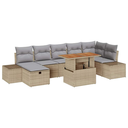 Set Divano da Giardino con cuscino 8 pcs Beige Poly Rattan - homemem39