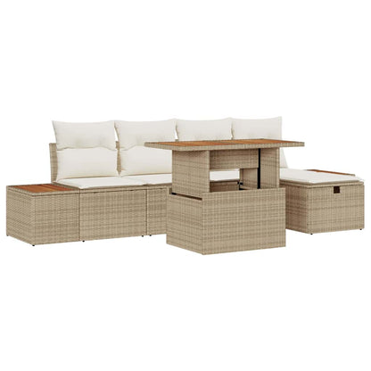 Set Divano da Giardino con cuscino 6 pcs Beige Poly Rattan - homemem39