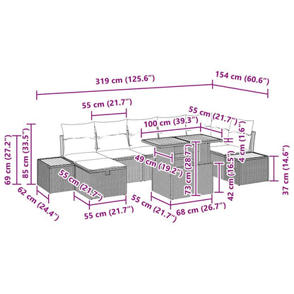 Set Divano da Giardino 8 pz Grigio polyrattan | homemem39
