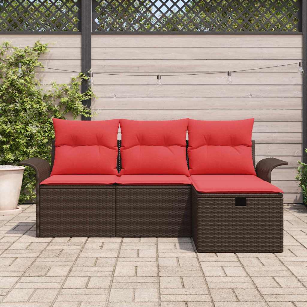 Set Divano da Giardino con cuscino 4 pcs Poly Rattan | homemem39