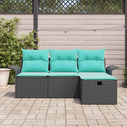 Set Divano da Giardino con cuscino 4 pcs Poly Rattan | homemem39