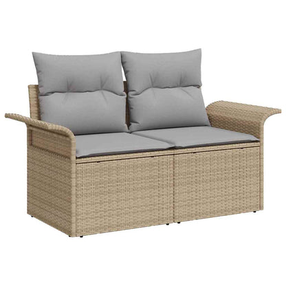 Set Divano da Giardino con cuscino 5 pcs Beige Poly Rattan