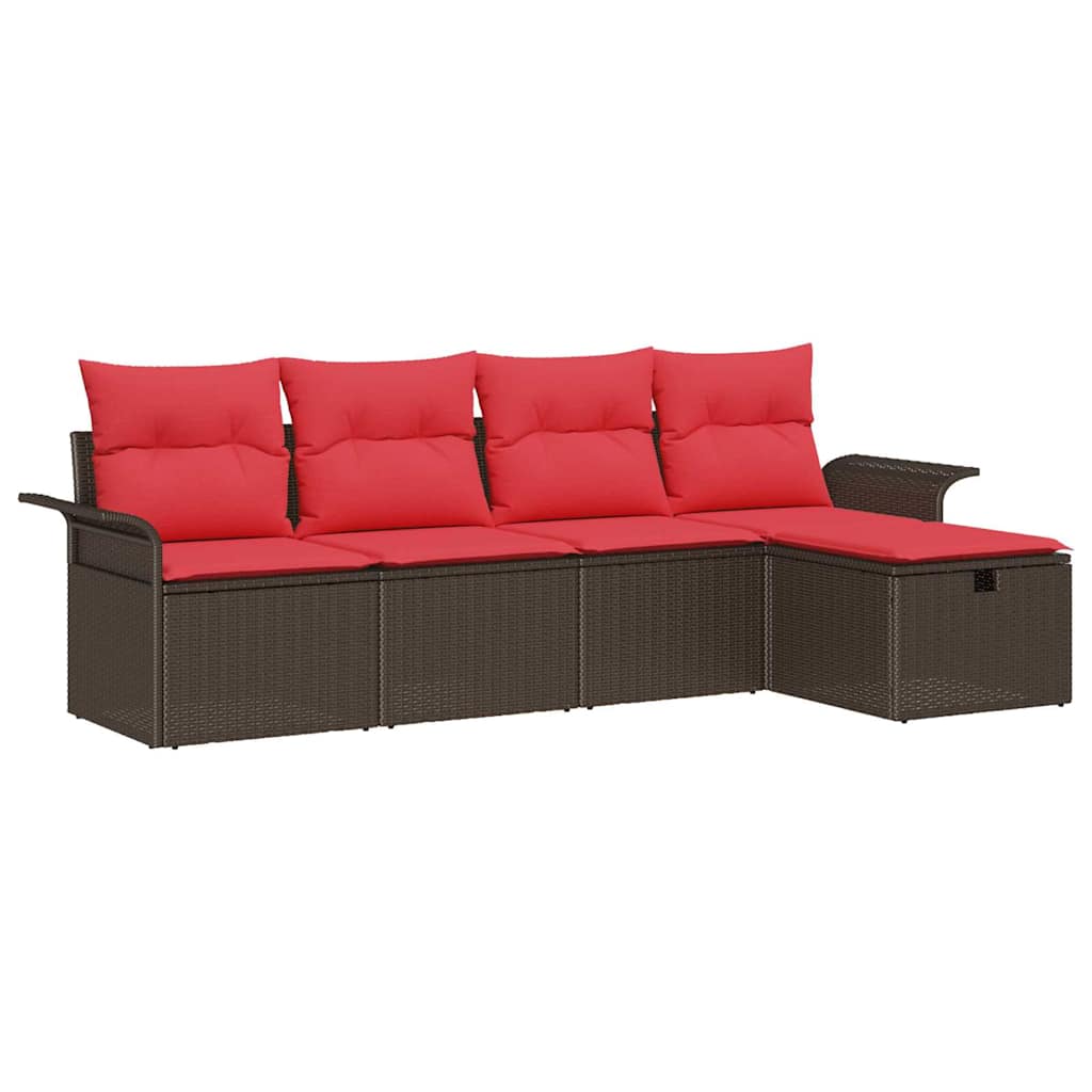 Set Divano da Giardino con cuscino 5 pcs Poly Rattan