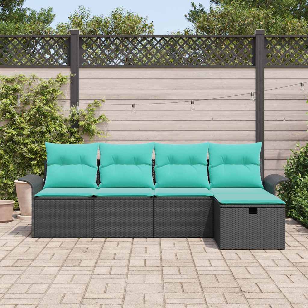 Set Divano da Giardino con cuscino 5 pcs Poly Rattan | homemem39