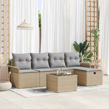 Set Divano da Giardino con cuscino 6 pcs Beige Poly Rattan - homemem39