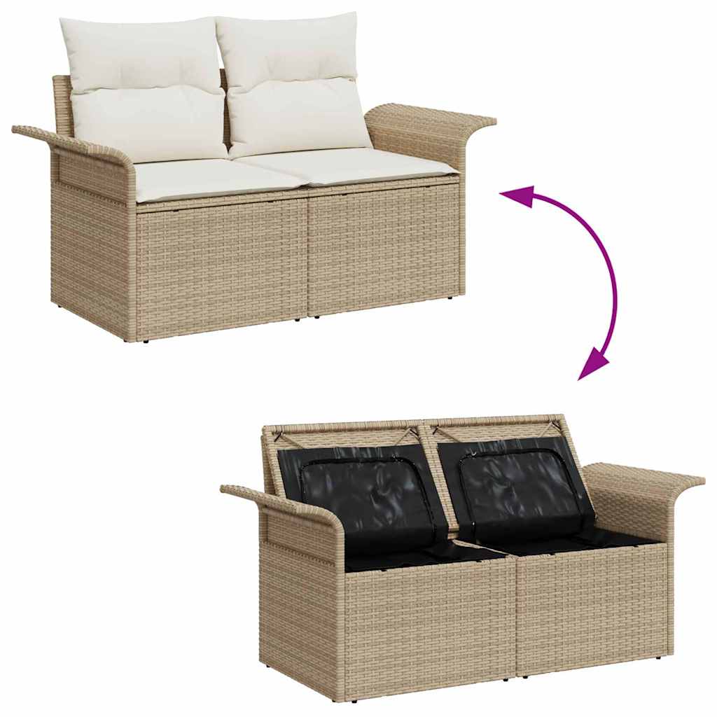 Set Divano da Giardino con cuscino 6 pcs Beige Poly Rattan | homemem39