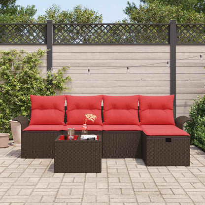Set Divano da Giardino con cuscino 6 pcs Poly Rattan