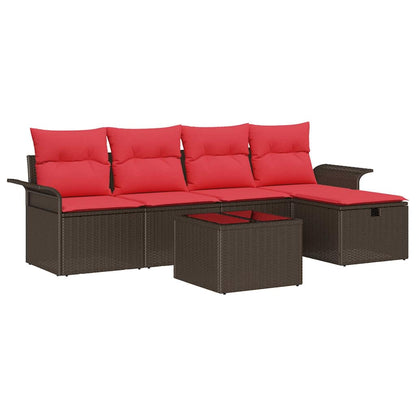 Set Divano da Giardino con cuscino 6 pcs Poly Rattan
