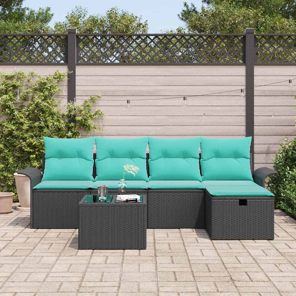Set Divano da Giardino con cuscino 6 pcs Poly Rattan | homemem39