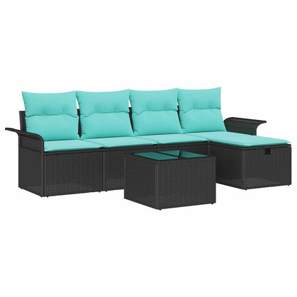 Set Divano da Giardino con cuscino 6 pcs Poly Rattan | homemem39