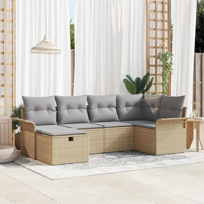 Set Divano da Giardino con cuscino 6 pcs Beige Poly Rattan - homemem39