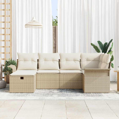 Set Divano da Giardino con cuscino 6 pcs Beige Poly Rattan - homemem39