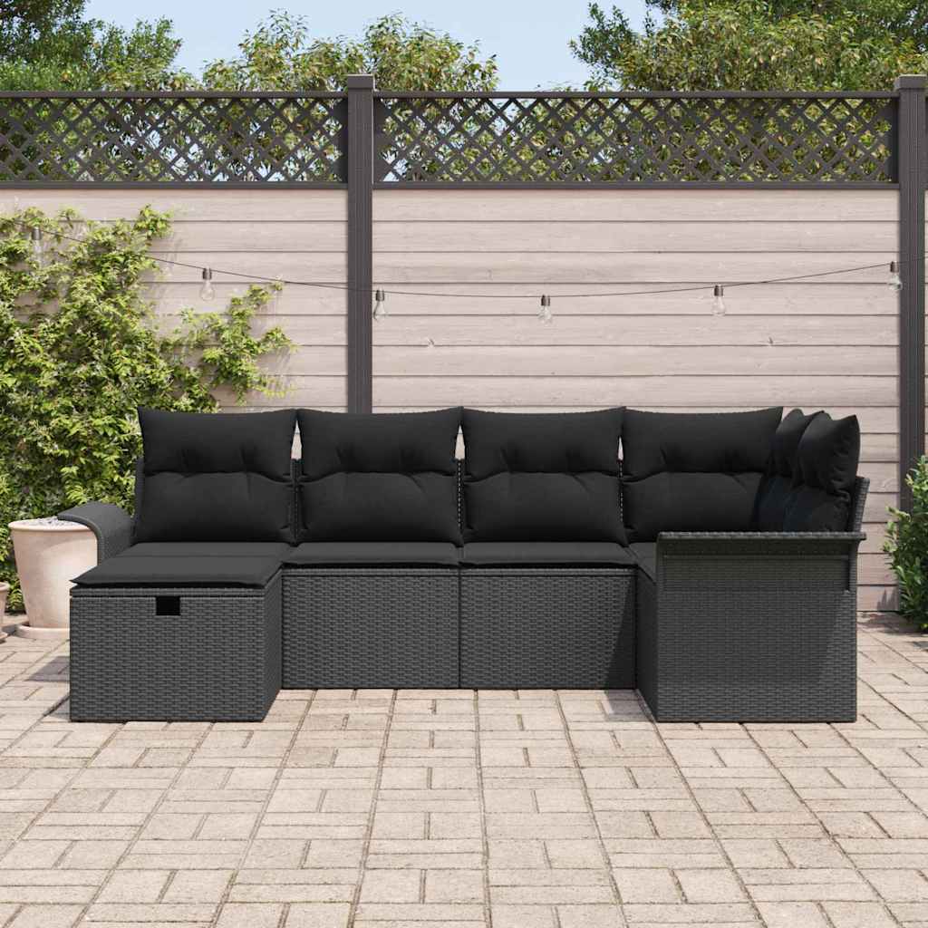 Set Divano da Giardino con cuscino 6 pcs Poly Rattan | homemem39