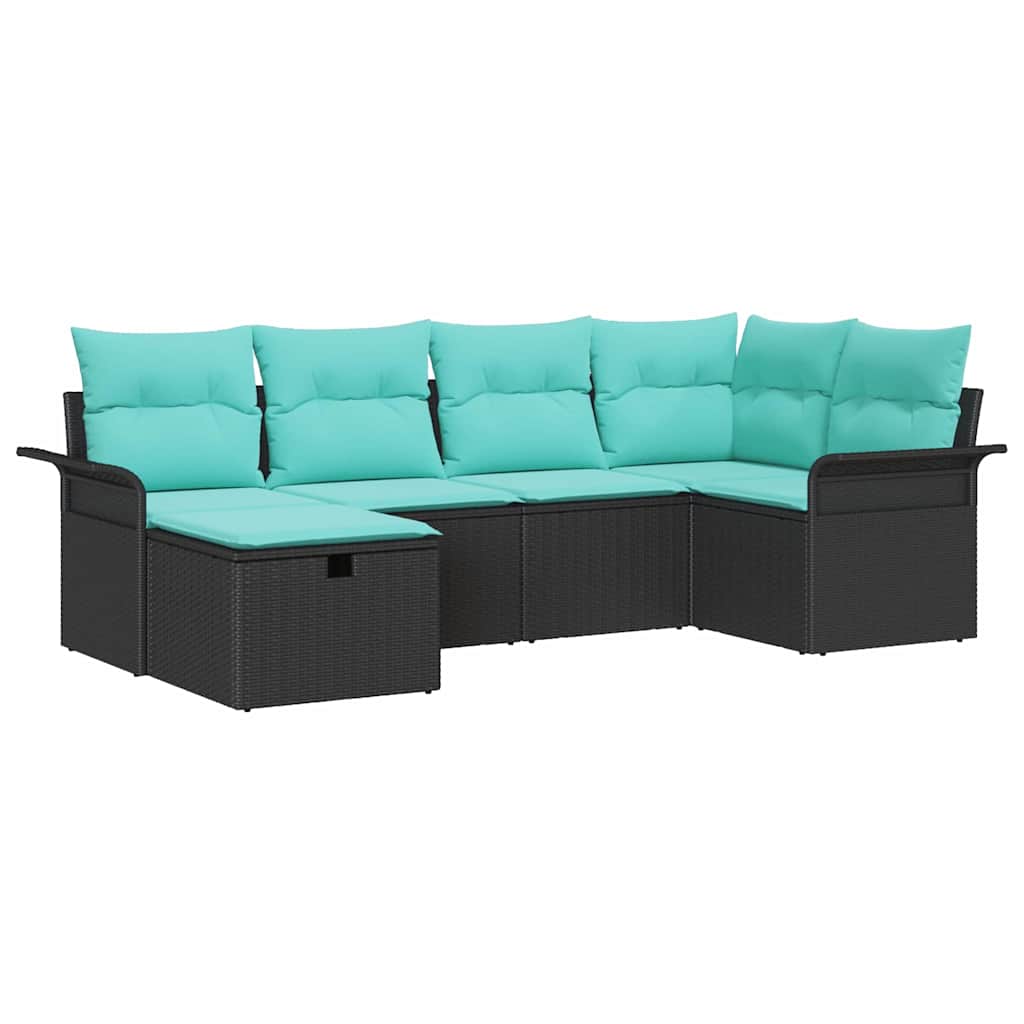 Set Divano da Giardino con cuscino 6 pcs Poly Rattan | homemem39