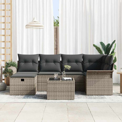 Set Divano da Giardino 7 pz Poly Rattan